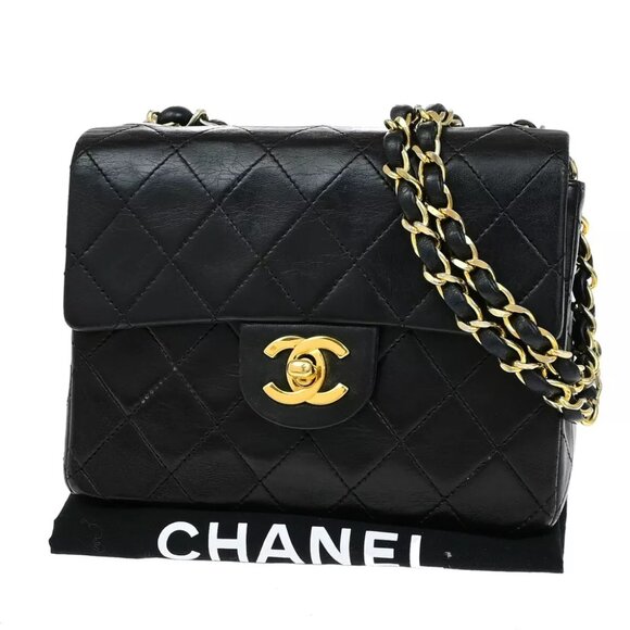 CHANEL CC Mini Matelasse Chain Shoulder Bag Leather Black GHW Vintage 865RK978 - Picture 1 of 16